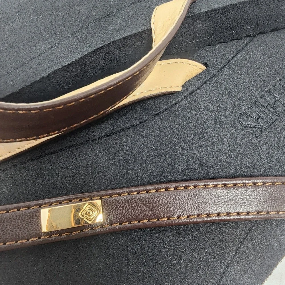 Dream Pairs‎ Flip Flop Sandals Womens 8 Brown Black Gold Detail Casual NWT